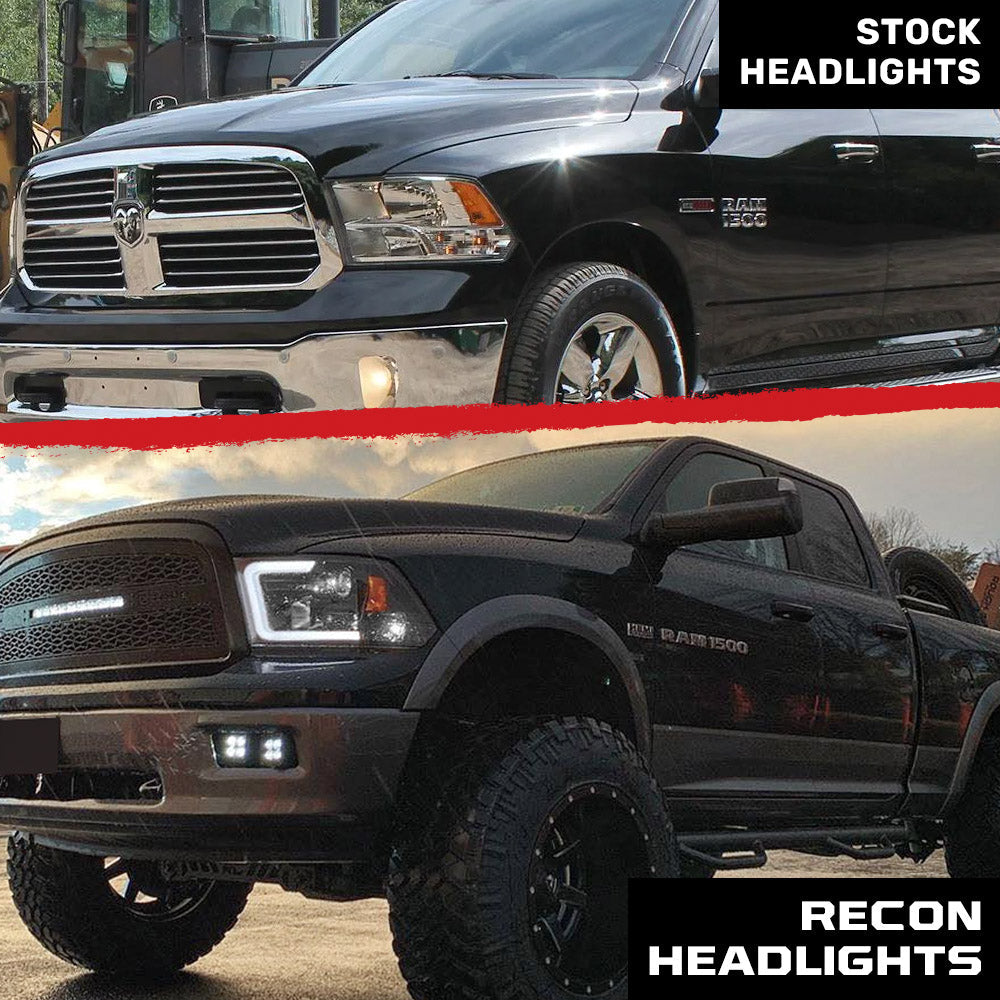 Dodge RAM 1500 09-23 Classic Body Projector Headlights OLED Halos & DRL - Multiple Styles