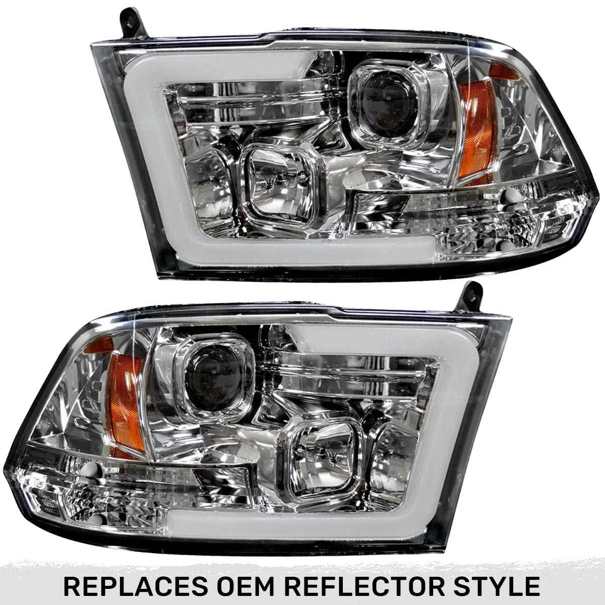 Dodge RAM 1500 09-23 Classic Body Projector Headlights OLED Halos & DRL - Multiple Styles
