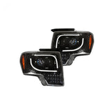 Ford F150 & Raptor 13-14 Projector Headlights Ultra High Power White LED DRL w/ Amber Turn Signals - Multiple Styles