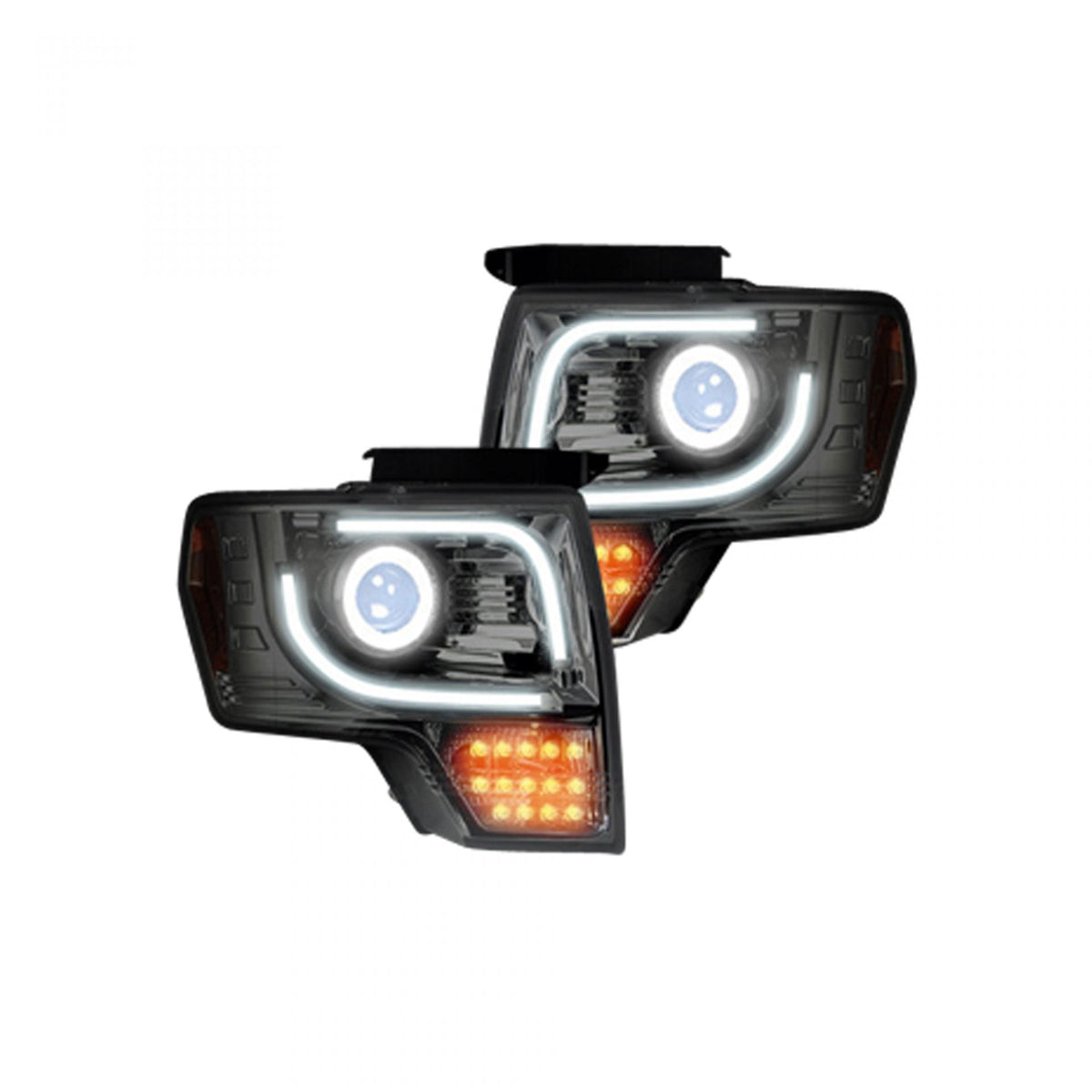 Ford F150 & Raptor 13-14 Projector Headlights Ultra High Power White LED DRL w/ Amber Turn Signals - Multiple Styles