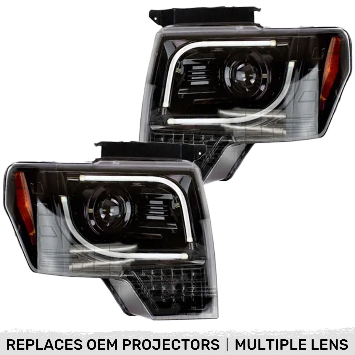 Ford F150 & Raptor 13-14 Projector Headlights Ultra High Power White LED DRL w/ Amber Turn Signals - Multiple Styles