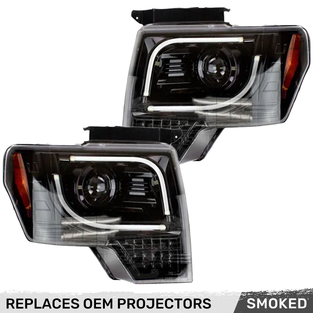 Ford F150 & Raptor 13-14 Projector Headlights Ultra High Power White LED DRL w/ Amber Turn Signals - Multiple Styles