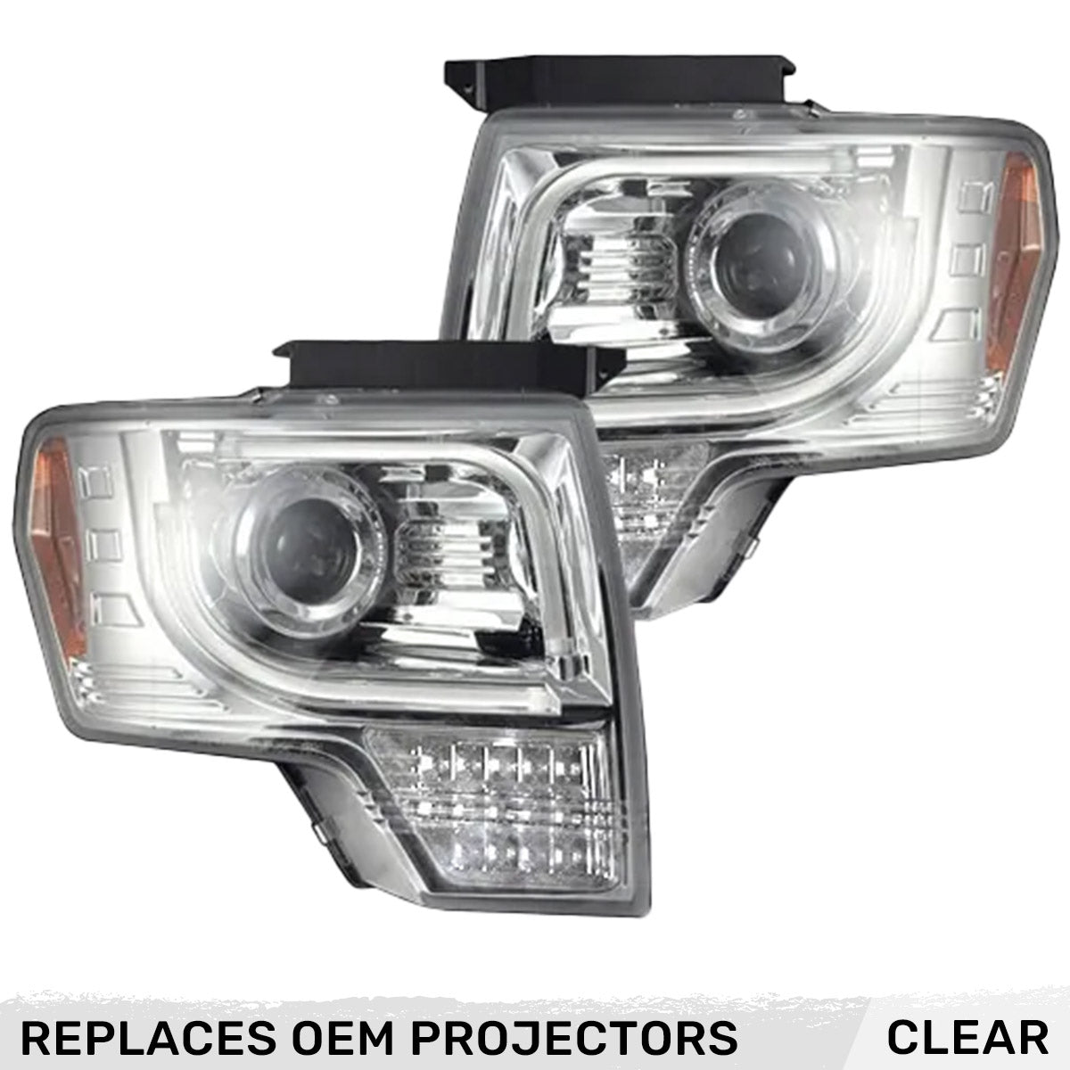 Ford F150 & Raptor 13-14 Projector Headlights Ultra High Power White LED DRL w/ Amber Turn Signals - Multiple Styles