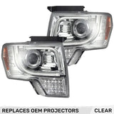 Ford F150 & Raptor 13-14 Projector Headlights Ultra High Power White LED DRL w/ Amber Turn Signals - Multiple Styles