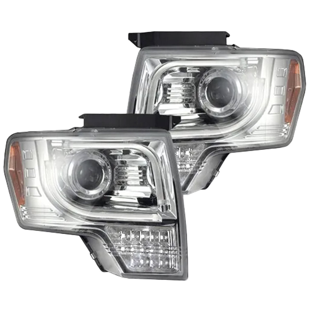 Ford F150 & Raptor 13-14 Projector Headlights Ultra High Power White LED DRL w/ Amber Turn Signals - Multiple Styles