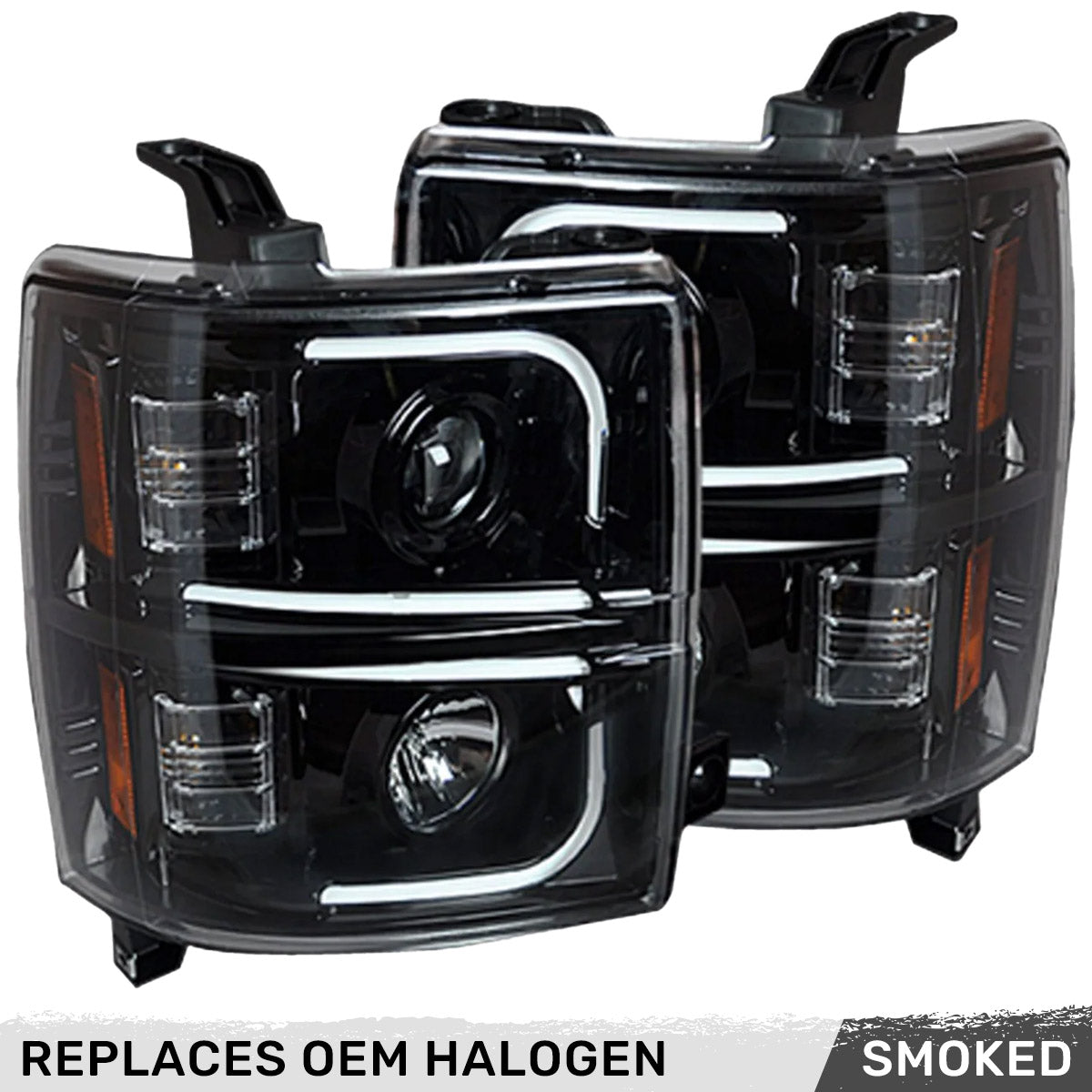 Chevy 14-15 Silverado 1500 Projector Headlights OLED Halos, DRL - Multiple Styles