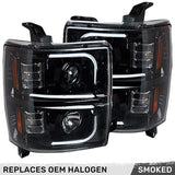 Chevy 14-15 Silverado 1500 Projector Headlights OLED Halos, DRL - Multiple Styles