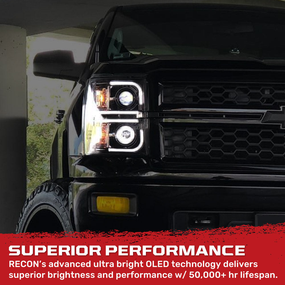 Chevy 14-15 Silverado 1500 Projector Headlights OLED Halos, DRL - Multiple Styles
