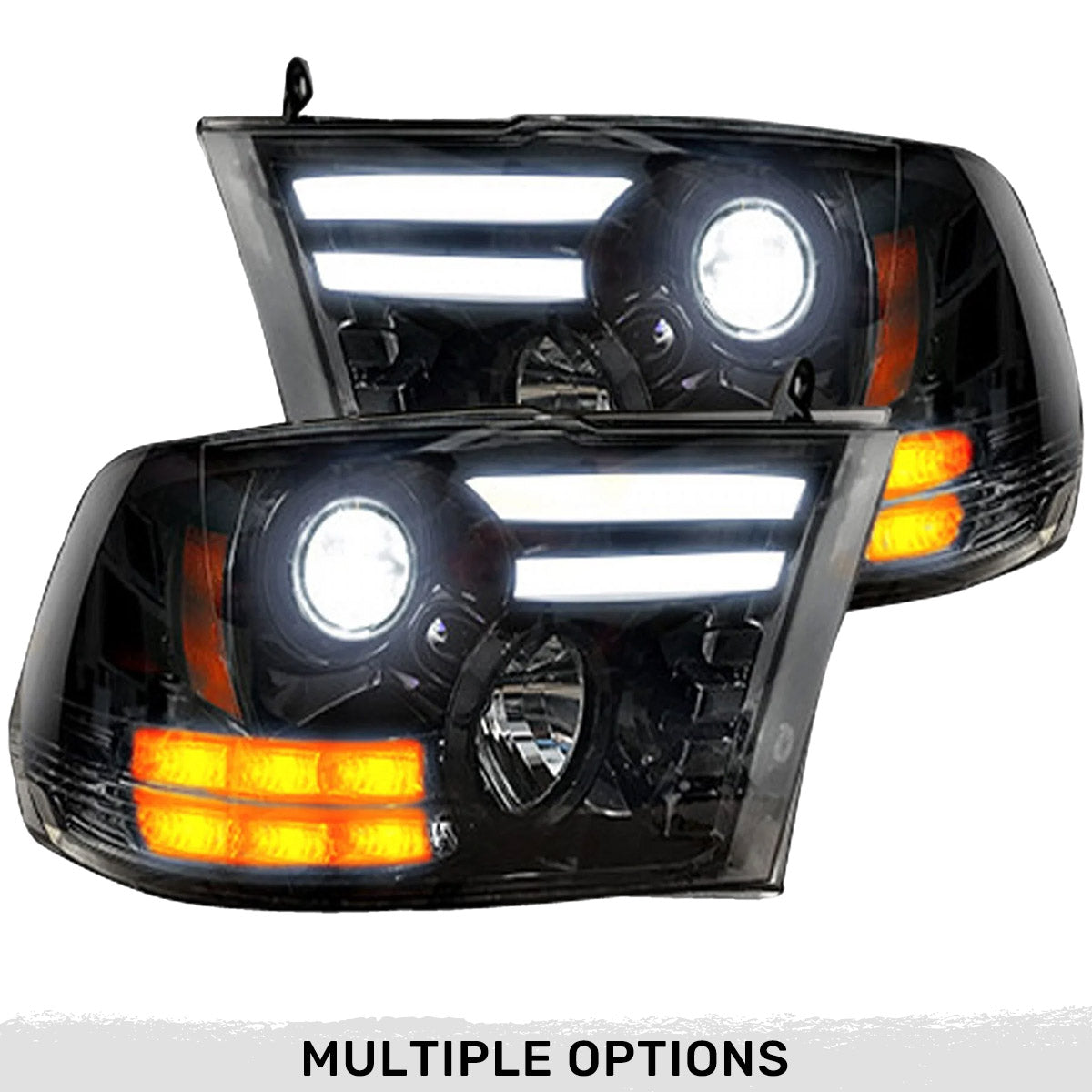Dodge RAM 1500 14-24 Classic Body Projector Headlights OLED DRL & LED Signals - Multiple Styles