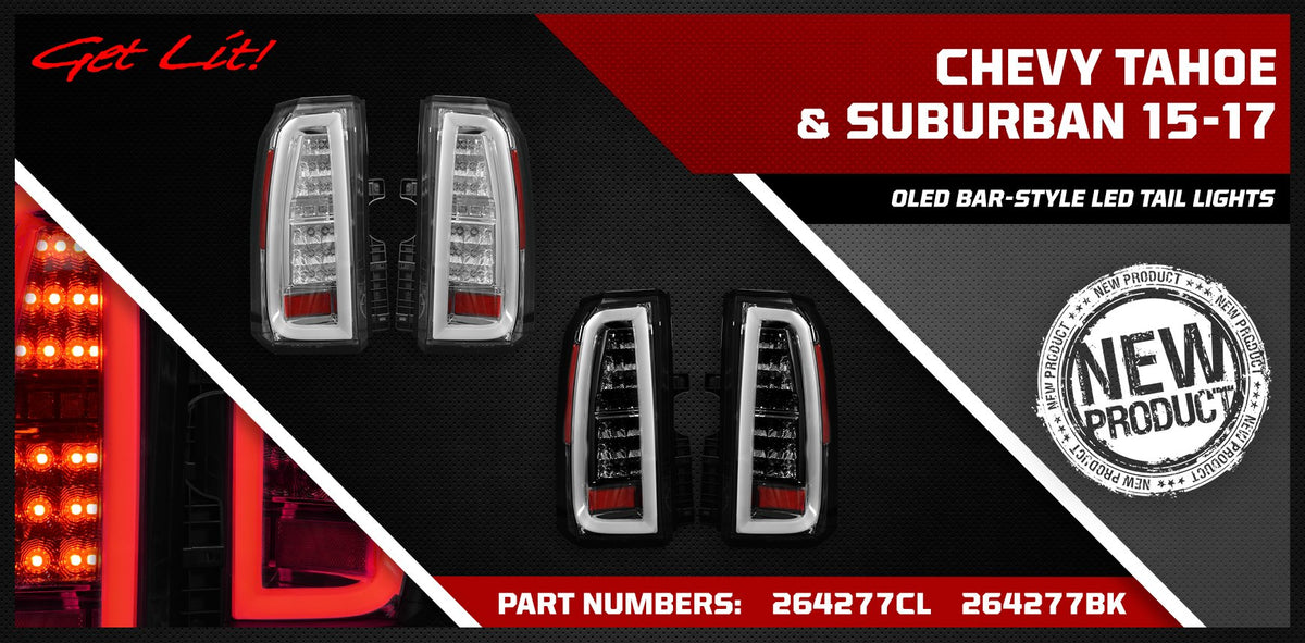 Chevy Tahoe & Suburban 15-20 OLED Bar Tail Lights OLED in Clear