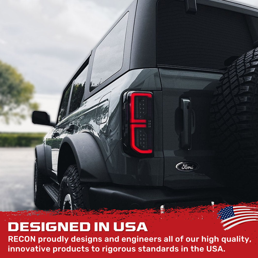 Ford 21-26 Bronco Tail Lights High-Powered OLED Bar Style Running & LED Brake Lights, Includes OLED Startup Sequence - Multiple Options