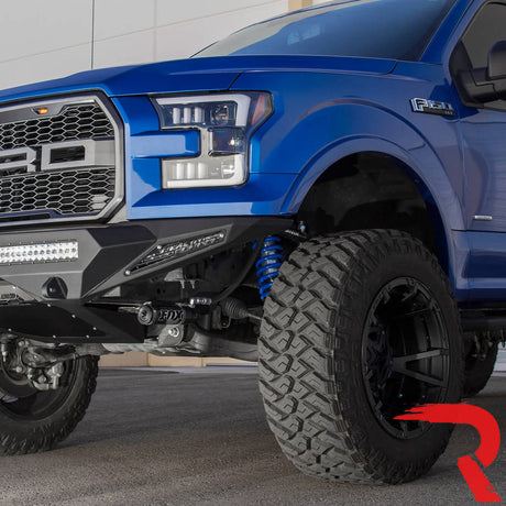 Ford F150 15-17 Projector Headlights w/ Ultra High Power Smooth White OLED DRL Scanning Amber LED Turn Signals (Replaces OEM Halogen Style Headlights) - Smoked/Black