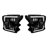 Ford F150 15-17 LED Projector Headlights w/ Ultra High Power Smooth White OLED DRL w/ Scanning Amber Turn Signals (Replaces OEM LED Headlights) - Multiple Styles