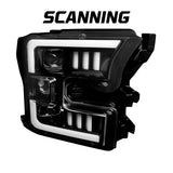 Ford F150 15-17 LED Projector Headlights w/ Ultra High Power Smooth White OLED DRL w/ Scanning Amber Turn Signals (Replaces OEM LED Headlights) - Multiple Styles