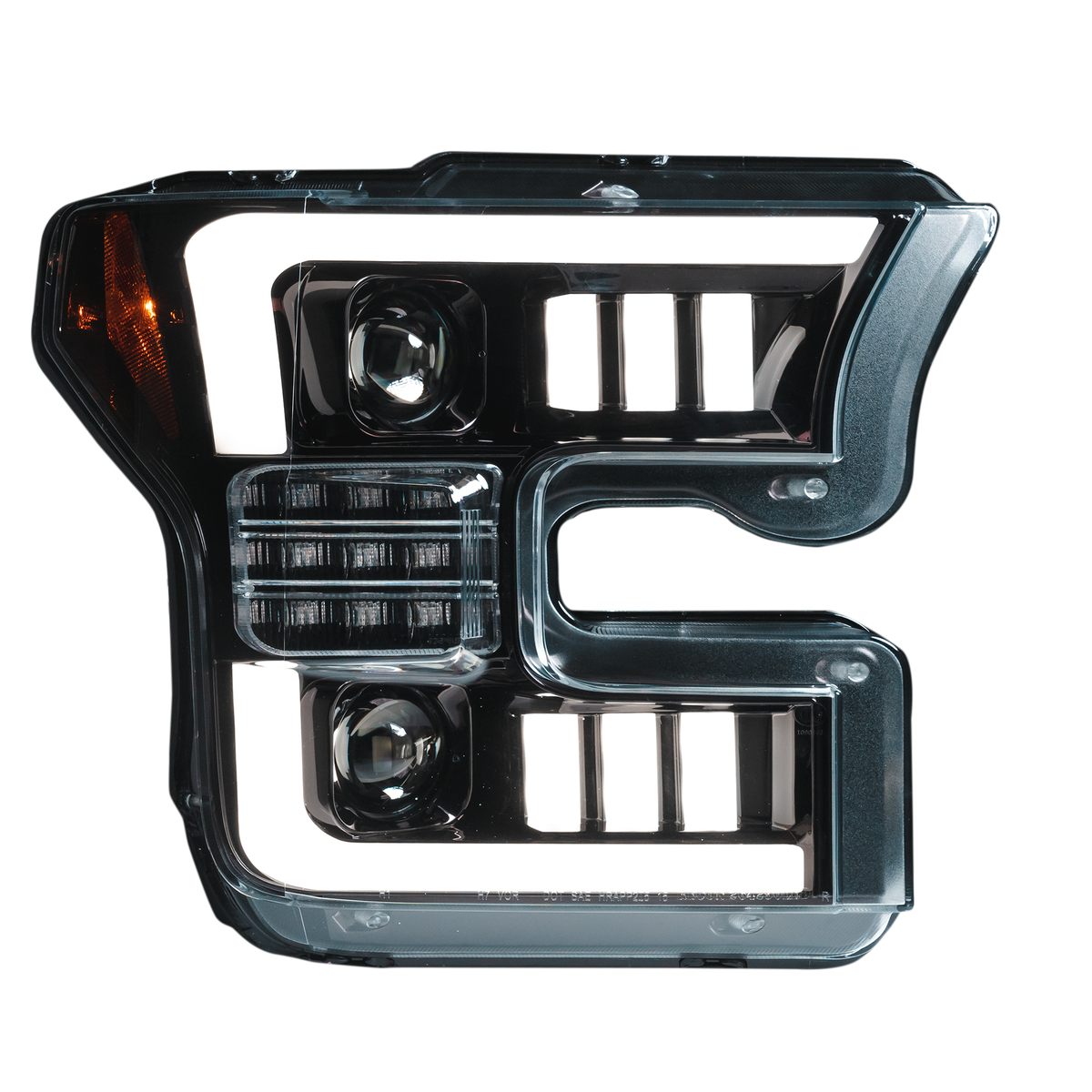 Ford F150 15-17 LED Projector Headlights w/ Ultra High Power Smooth White OLED DRL w/ Scanning Amber Turn Signals (Replaces OEM Halogen Headlights) - Multiple Styles