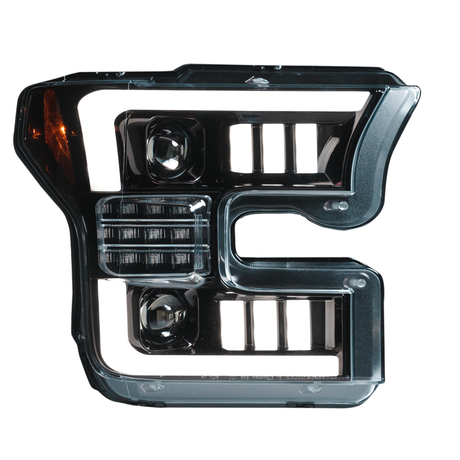 Ford F150 15-17 LED Projector Headlights w/ Ultra High Power Smooth White OLED DRL w/ Scanning Amber Turn Signals (Replaces OEM Halogen Headlights) - Multiple Styles