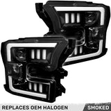 Ford F150 15-17 Projector Headlights Ultra High Power Smooth White OLED DRL (Replaces OEM Halogen Headlights) - Multiple Styles