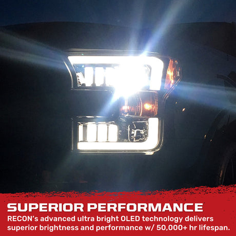 Ford F150 15-17 Projector Headlights Ultra High Power Smooth White OLED DRL (Replaces OEM Halogen Headlights) - Multiple Styles
