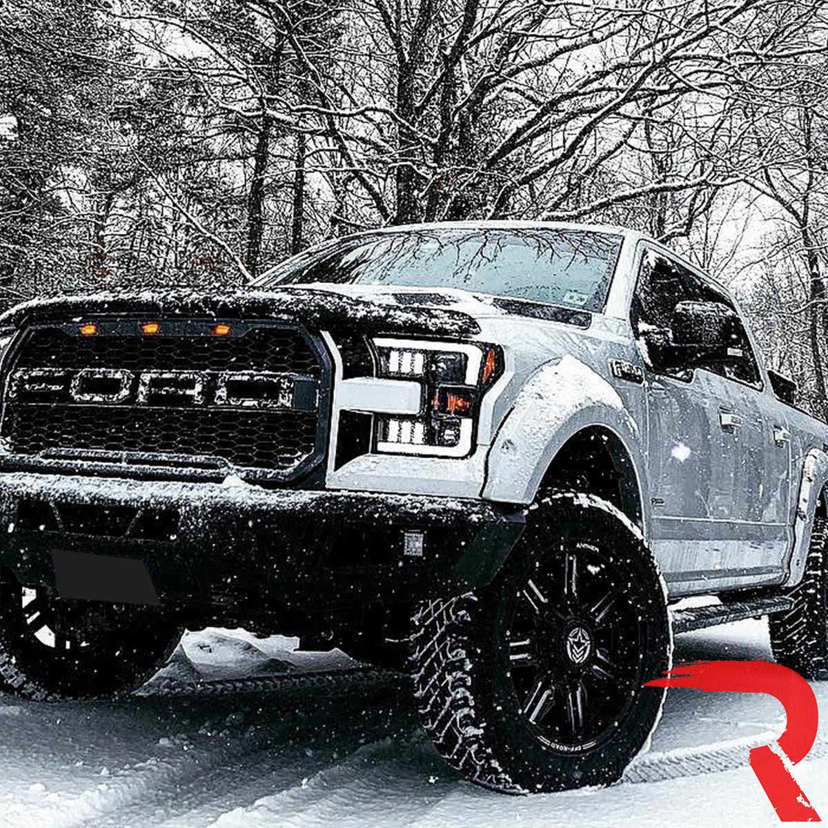 Ford F150 15-17 Projector Headlights Ultra High Power Smooth White OLED DRL (Replaces OEM Halogen Headlights) - Multiple Styles