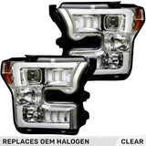 Ford F150 15-17 Projector Headlights Ultra High Power Smooth White OLED DRL (Replaces OEM Halogen Headlights) - Multiple Styles