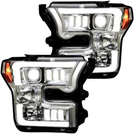 Ford F150 15-17 Projector Headlights Ultra High Power Smooth White OLED DRL (Replaces OEM Halogen Headlights) - Multiple Styles