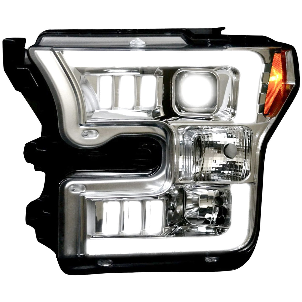 Ford F150 15-17 Projector Headlights Ultra High Power Smooth White OLED DRL (Replaces OEM Halogen Headlights) - Multiple Styles