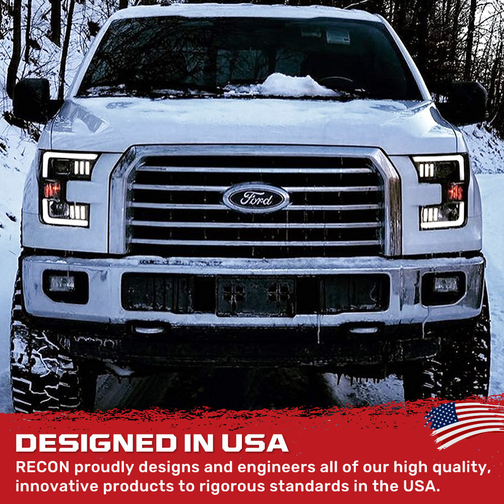 Ford F150 15-17 Projector Headlights Ultra High Power Smooth White OLED DRL (Replaces OEM Halogen Headlights) - Multiple Styles