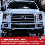 Ford F150 15-17 Projector Headlights Ultra High Power Smooth White OLED DRL (Replaces OEM Halogen Headlights) - Multiple Styles