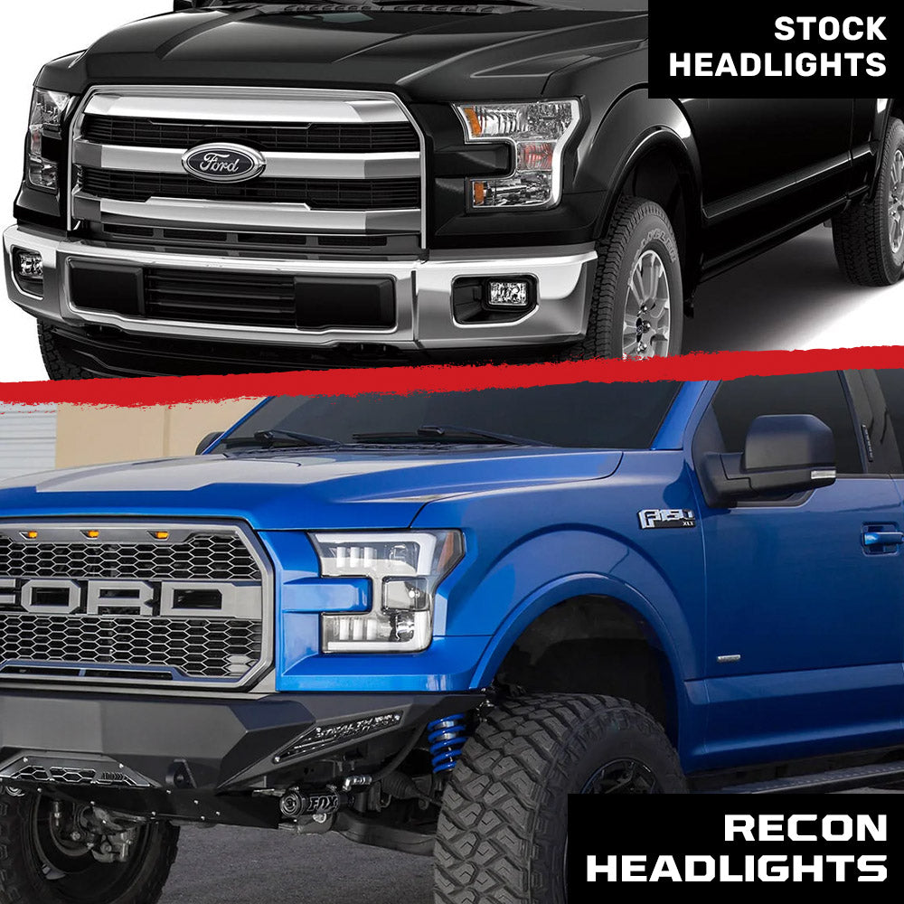 Ford F150 15-17 Projector Headlights Ultra High Power Smooth White OLED DRL (Replaces OEM Halogen Headlights) - Multiple Styles