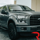 Ford F150 15-17 LED Projector Headlights w/ Ultra High Power Smooth White OLED DRL w/ Scanning Amber Turn Signals (Replaces OEM Halogen Headlights) - Multiple Styles