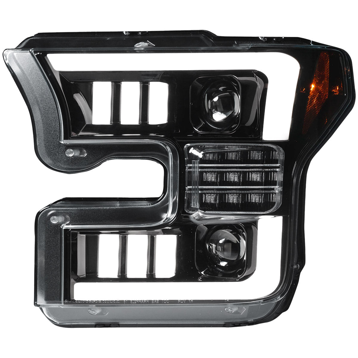 Ford F150 15-17 LED Projector Headlights w/ Ultra High Power Smooth White OLED DRL w/ Scanning Amber Turn Signals (Replaces OEM LED Headlights) - Multiple Styles