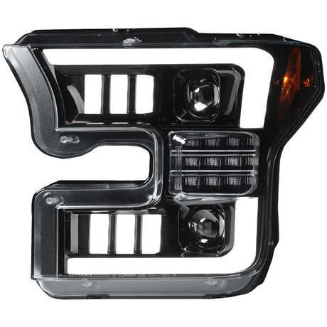 Ford F150 15-17 LED Projector Headlights w/ Ultra High Power Smooth White OLED DRL w/ Scanning Amber Turn Signals (Replaces OEM LED Headlights) - Multiple Styles