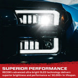 Ford F150 15-17 LED Projector Headlights w/ Ultra High Power Smooth White OLED DRL w/ Scanning Amber Turn Signals (Replaces OEM LED Headlights) - Multiple Styles