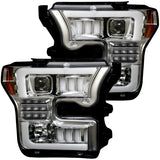 Ford F150 15-17 LED Projector Headlights w/ Ultra High Power Smooth White OLED DRL w/ Scanning Amber Turn Signals (Replaces OEM LED Headlights) - Multiple Styles
