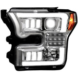 Ford F150 15-17 LED Projector Headlights w/ Ultra High Power Smooth White OLED DRL w/ Scanning Amber Turn Signals (Replaces OEM LED Headlights) - Multiple Styles