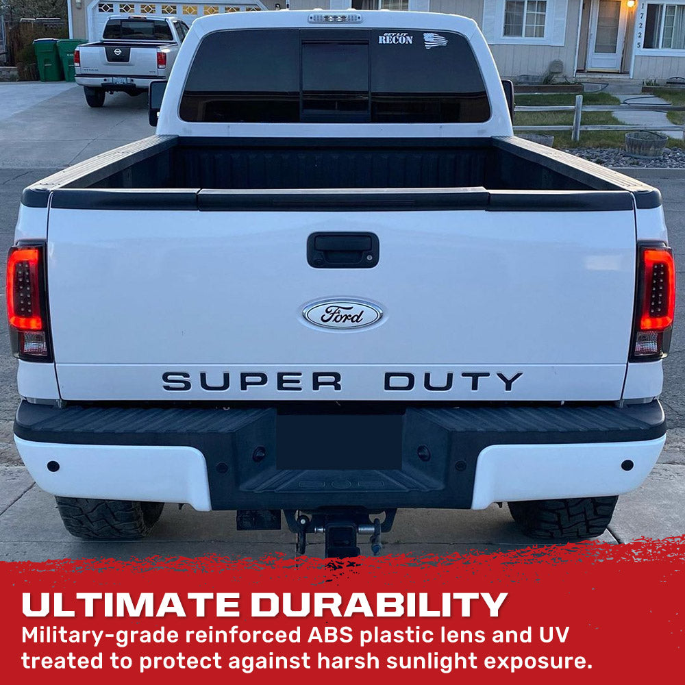 Ford Super Duty 99-07 F250HD/F-250/F-350/F-450/F-550 OLED Tail Lights Scanning Turn Signals - Smoked Lens