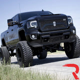 GMC Sierra 1500 14-18 Projector Headlights w OLED Amber DRLs & Scanning OLED Amber Turn Signals Smoked/Black