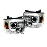 GMC Sierra & Denali 2500/3500 14-19 Single-Wheel HD Projector Headlights w Smooth OLED DRLs & Halos in Clear/Chrome