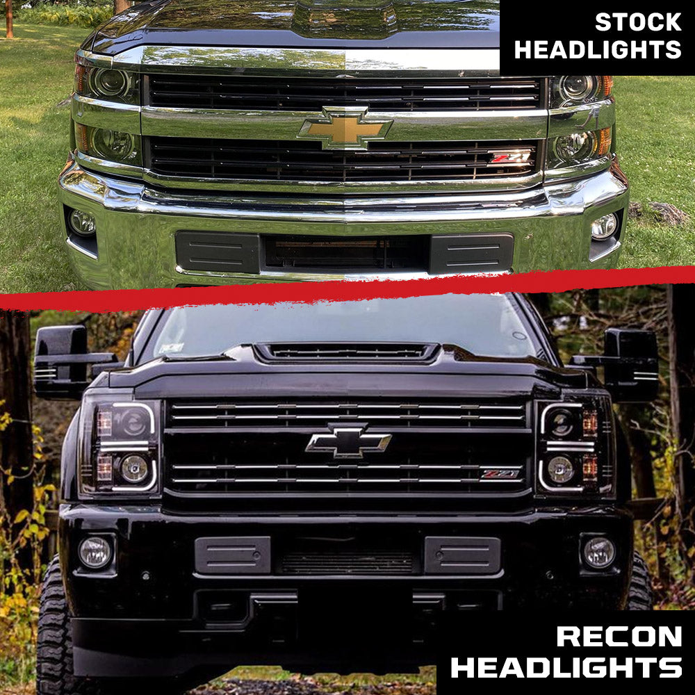 Chevy 15-19 Silverado 2500/3500 Projector Headlights OLED Halos, DRL - Multiple Styles