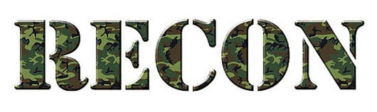 18" RECON Logo Windshield Adhesive Decal Green Camo