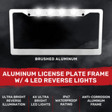 Universal Aluminum Standard U.S License Plate Frame with 4 XML CREE LED Reverse Lights - Multiple Options