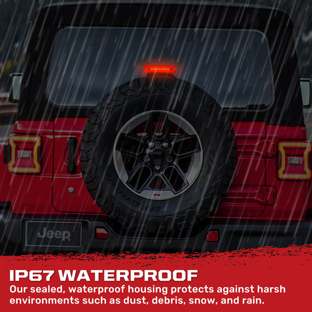 Jeep Wrangler JL 18-26 Ultra High Power Red OLED 3rd Brake Light Kit - Smoked & Clear Lens