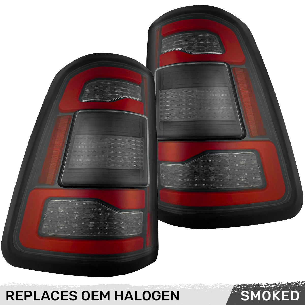 Dodge RAM 1500 19-24 Ultra Bright OLED Tail Lights w/ Scanning Amber Turn Signals (Replaces Factory/OEM Halogen Only) - Multiple Lens