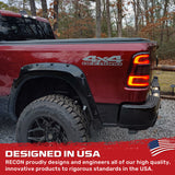 Dodge RAM 1500 25-26 Ultra Bright OLED Tail Lights Startup Light Sequence, Flashing Red Turn Signals (Replaces Factory/OEM Halogen Only) - Multiple Lens