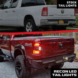 Dodge RAM 1500 25-26 Ultra Bright OLED Tail Lights Startup Light Sequence, Flashing Red Turn Signals (Replaces Factory/OEM Halogen Only) - Multiple Lens