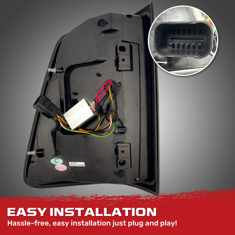 Dodge RAM 1500 25-26 Ultra Bright OLED Tail Lights Startup Light Sequence, Flashing Red Turn Signals (Replaces Factory/OEM Halogen Only) - Multiple Lens