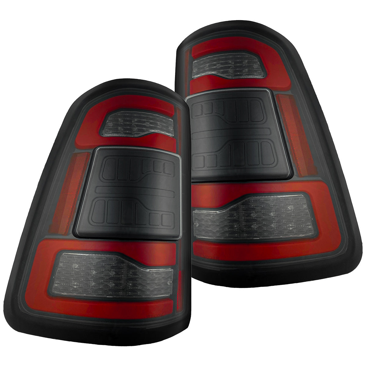 Dodge RAM 1500 19-24 Ultra Bright OLED Tail Lights w/ Scanning Red Turn Signals (Replaces OEM LED with *NO BLIS*) - Multiple Lens