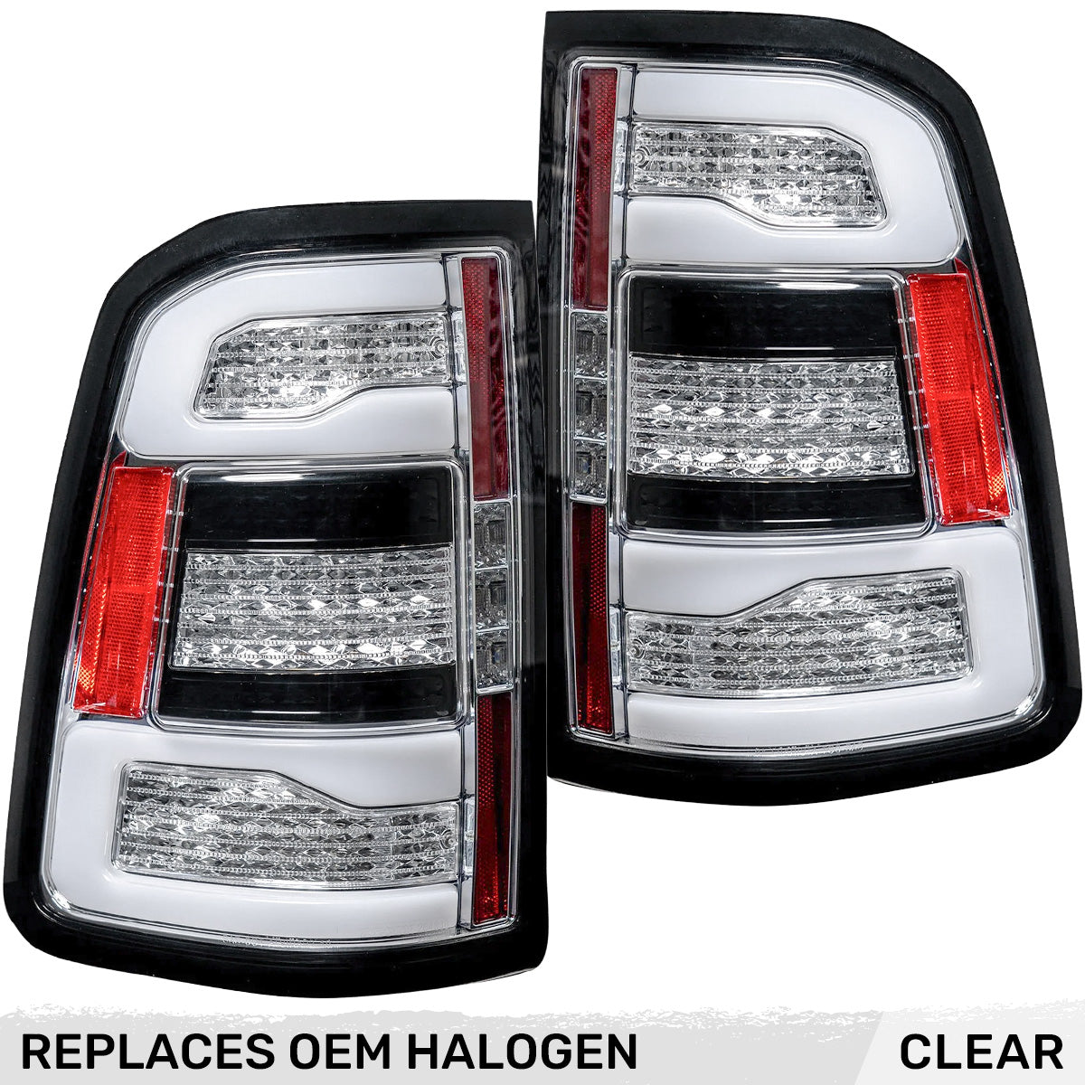 Dodge RAM 1500 19-24 Ultra Bright OLED Tail Lights w/ Scanning Amber Turn Signals (Replaces Factory/OEM Halogen Only) - Multiple Lens