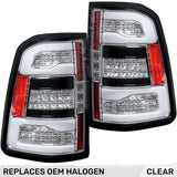 Dodge RAM 1500 19-24 Ultra Bright OLED Tail Lights w/ Scanning Amber Turn Signals (Replaces Factory/OEM Halogen Only) - Multiple Lens