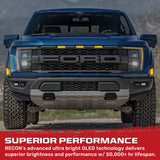 Ford 21-22 Raptor 7-Pc Fender & Hood Light Kit Smoked Lens White or Amber LED Running Lights w/ Startup Light Sequence